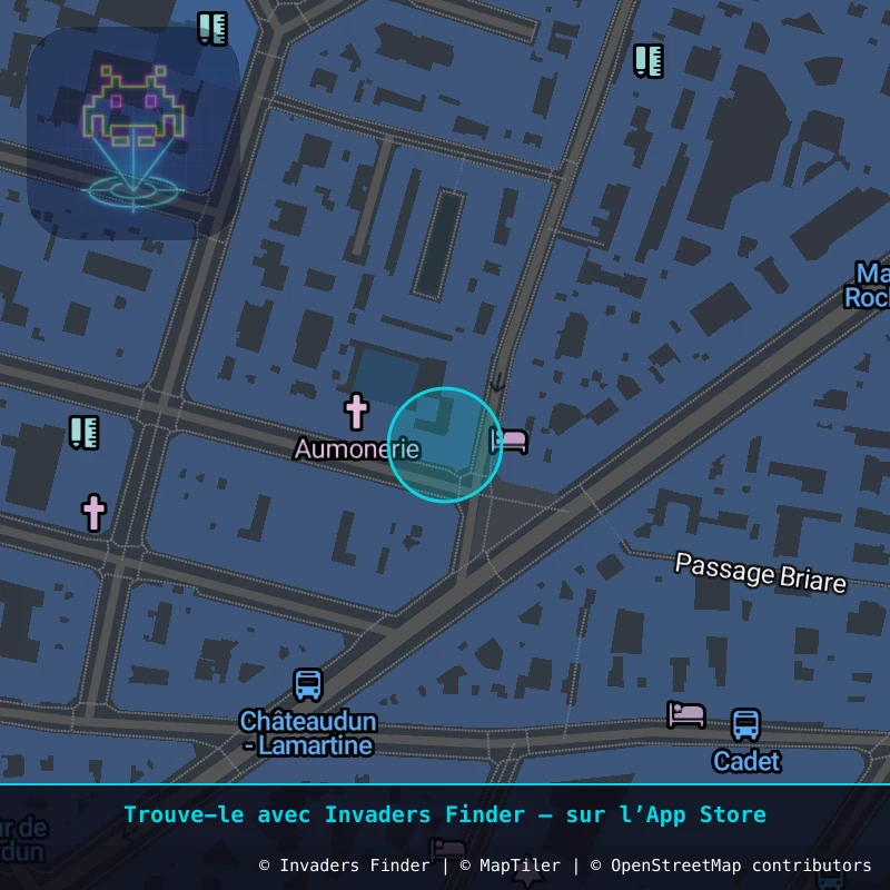 Zone approximative de l'invader PA_1176, dans le quartier 9e arrondissement de Paris à Paris. Emplacement exact disponible dans l'app Invaders Finder.