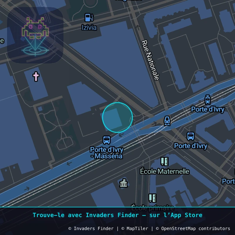 Zone approximative de l'invader PA_1178, dans le quartier 13e arrondissement de Paris à Paris. Emplacement exact disponible dans l'app Invaders Finder.