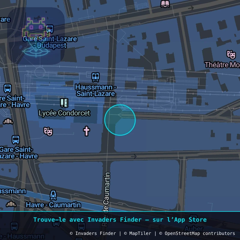 Zone approximative de l'invader PA_1181, dans le quartier 9e arrondissement de Paris à Paris. Emplacement exact disponible dans l'app Invaders Finder.