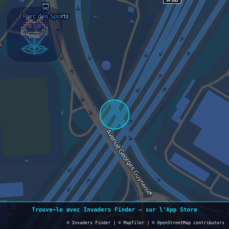 Zone approximative de l'invader PA_1184, dans le quartier Paris métropolitain (PA94) à Paris. Emplacement exact disponible dans l'app Invaders Finder.