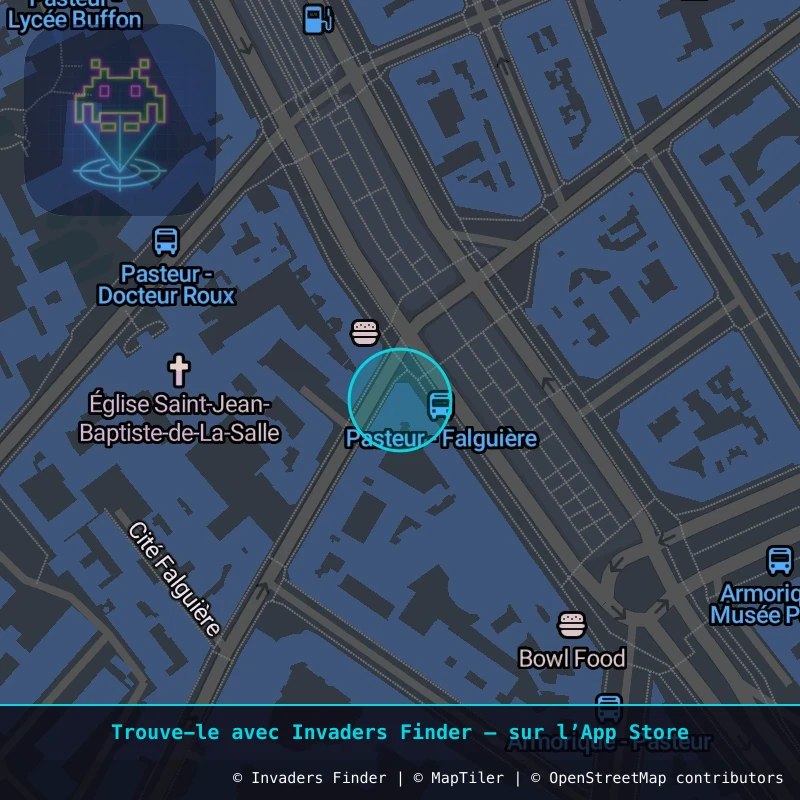 Zone approximative de l'invader PA_1196, dans le quartier 15e arrondissement de Paris à Paris. Emplacement exact disponible dans l'app Invaders Finder.