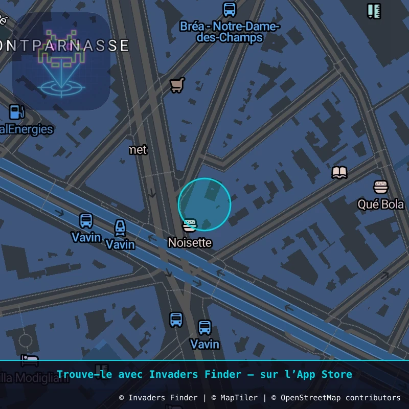 Zone approximative de l'invader PA_1198, dans le quartier 6e arrondissement de Paris à Paris. Emplacement exact disponible dans l'app Invaders Finder.