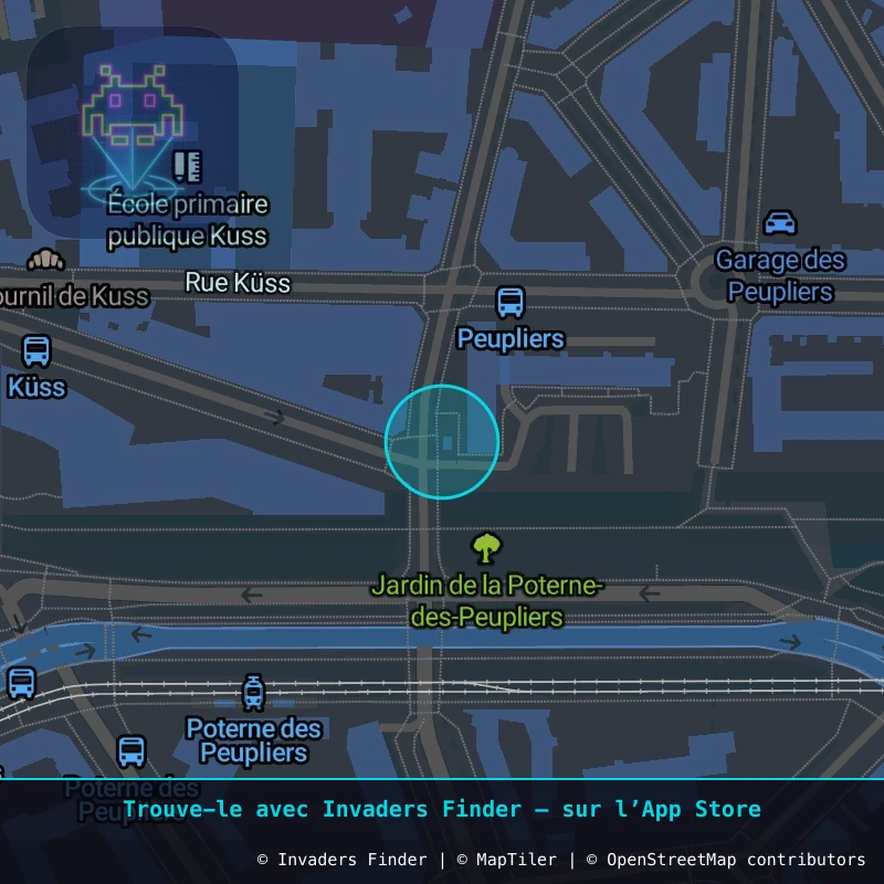 Zone approximative de l'invader PA_1199, dans le quartier 13e arrondissement de Paris à Paris. Emplacement exact disponible dans l'app Invaders Finder.