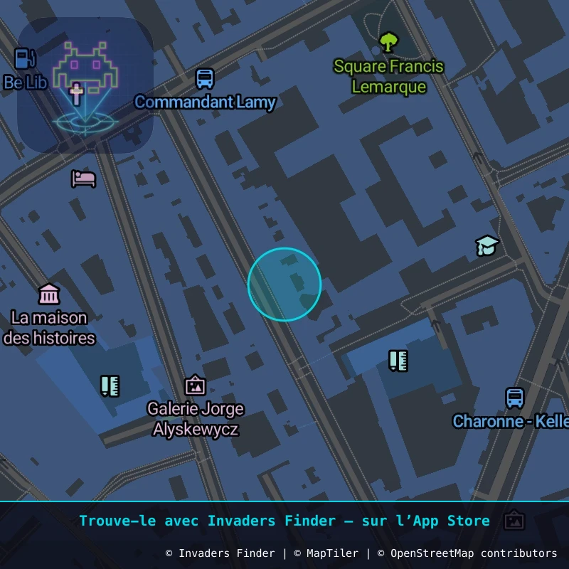 Approximate area of invader PA_12, in the 11th arrondissement, Paris area of Paris. Exact location available in the Invaders Finder app.