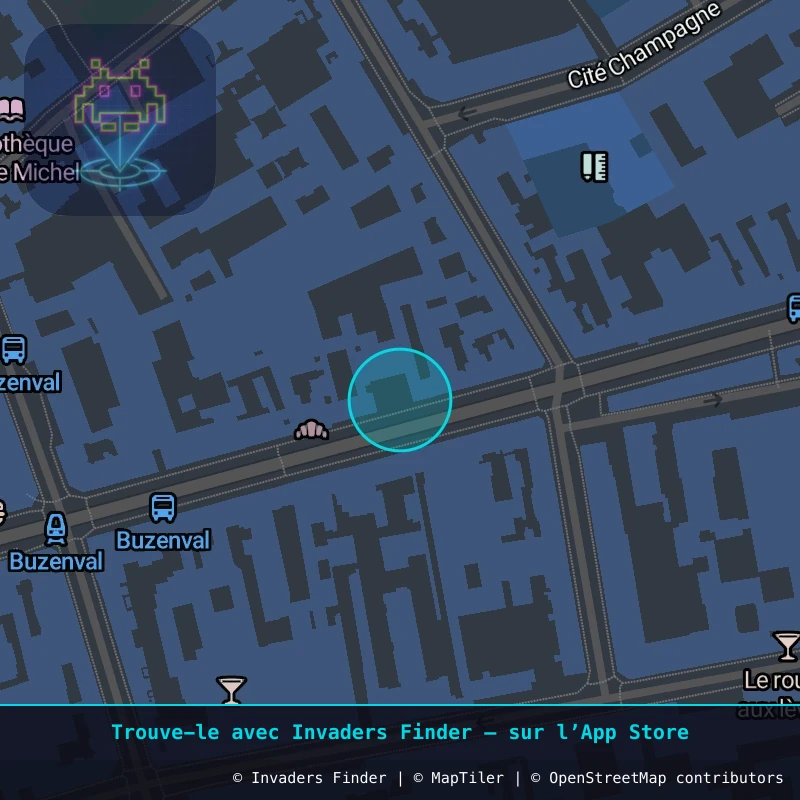 Zone approximative de l'invader PA_1204, dans le quartier 20e arrondissement de Paris à Paris. Emplacement exact disponible dans l'app Invaders Finder.