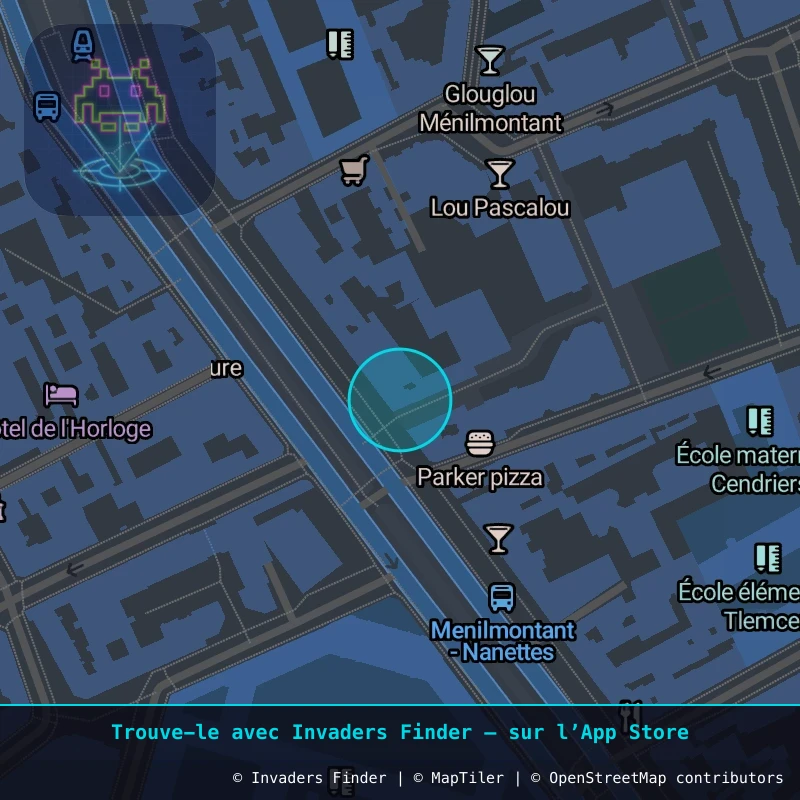 Zone approximative de l'invader PA_1211, dans le quartier 20e arrondissement de Paris à Paris. Emplacement exact disponible dans l'app Invaders Finder.