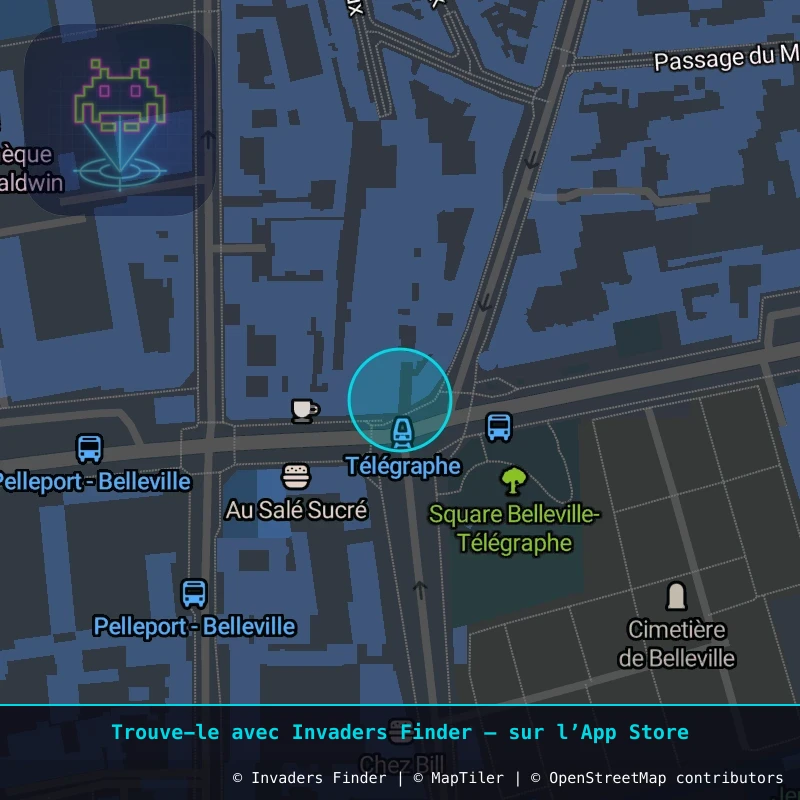 Zone approximative de l'invader PA_1219, dans le quartier 19e arrondissement de Paris à Paris. Emplacement exact disponible dans l'app Invaders Finder.