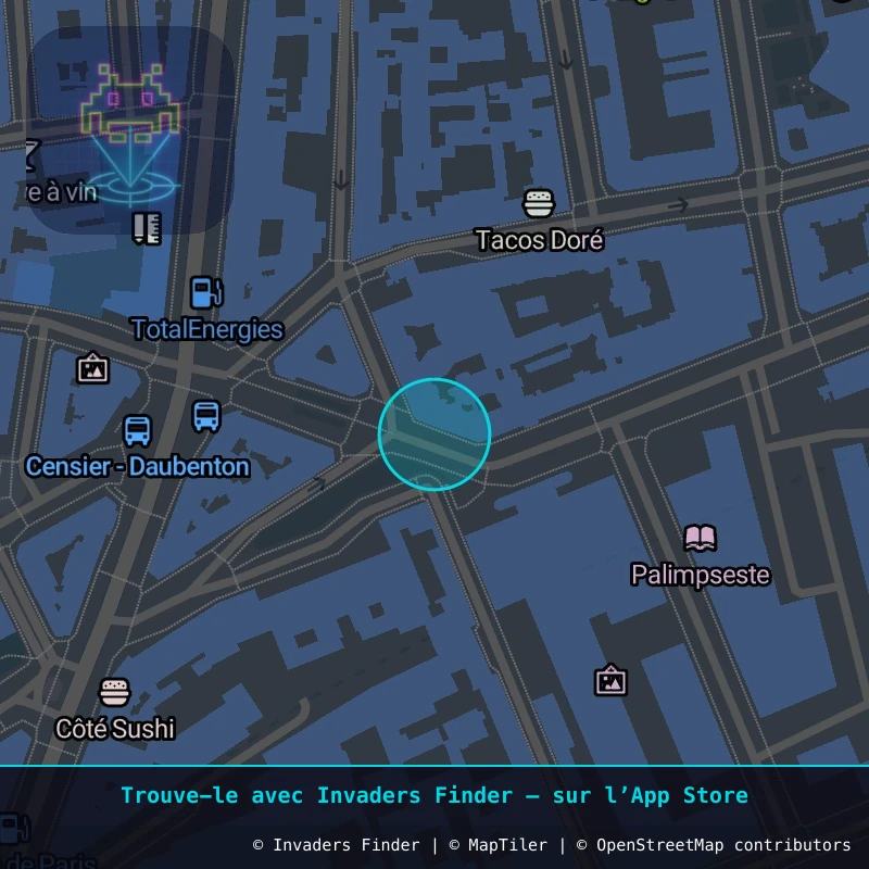 Zone approximative de l'invader PA_122, dans le quartier 5e arrondissement de Paris à Paris. Emplacement exact disponible dans l'app Invaders Finder.