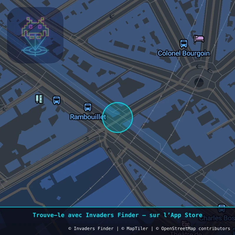 Zone approximative de l'invader PA_1227, dans le quartier 12e arrondissement de Paris à Paris. Emplacement exact disponible dans l'app Invaders Finder.