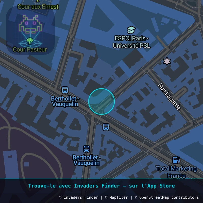 Zone approximative de l'invader PA_1235, dans le quartier 5e arrondissement de Paris à Paris. Emplacement exact disponible dans l'app Invaders Finder.