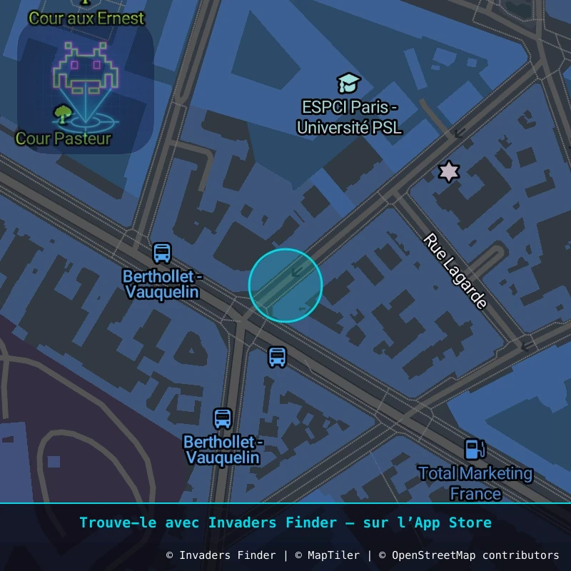 Zone approximative de l'invader PA_1236, dans le quartier 5e arrondissement de Paris à Paris. Emplacement exact disponible dans l'app Invaders Finder.