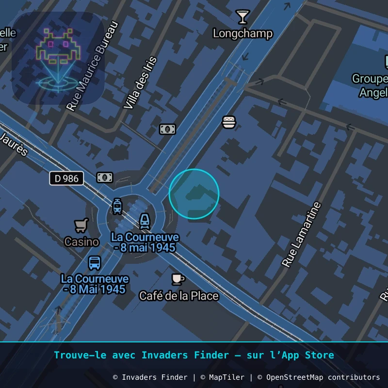 Zone approximative de l'invader PA_1239, dans le quartier Paris métropolitain (PA93) à Paris. Emplacement exact disponible dans l'app Invaders Finder.