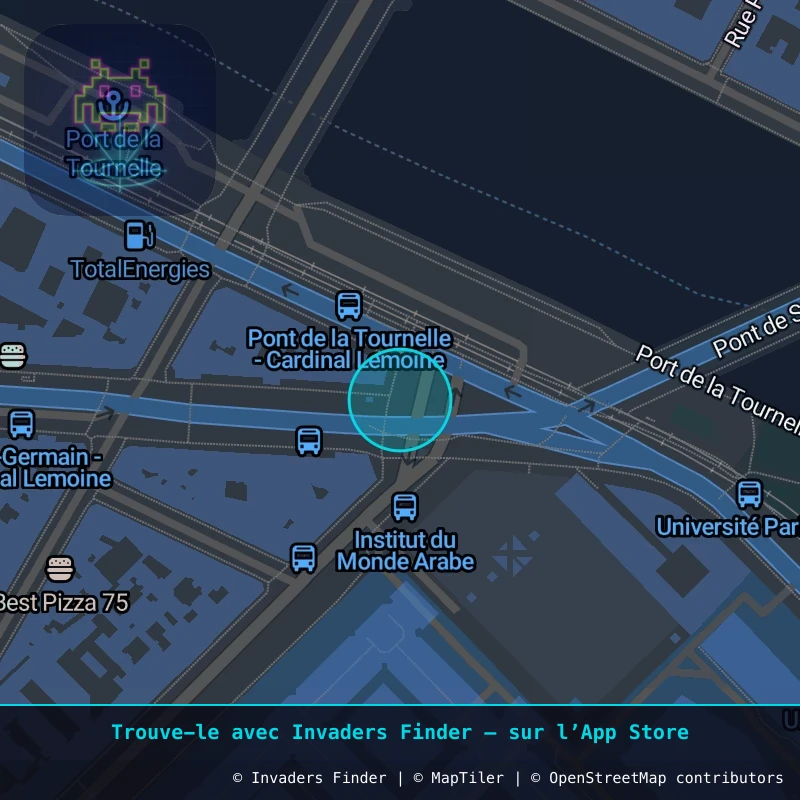 Zone approximative de l'invader PA_1241, dans le quartier 5e arrondissement de Paris à Paris. Emplacement exact disponible dans l'app Invaders Finder.