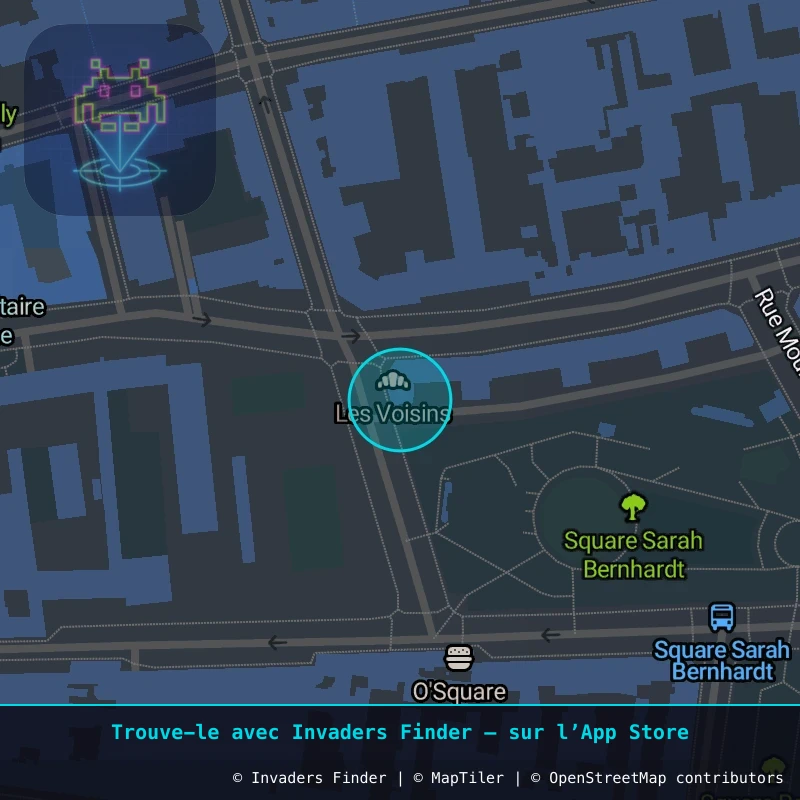 Zone approximative de l'invader PA_1242, dans le quartier 20e arrondissement de Paris à Paris. Emplacement exact disponible dans l'app Invaders Finder.