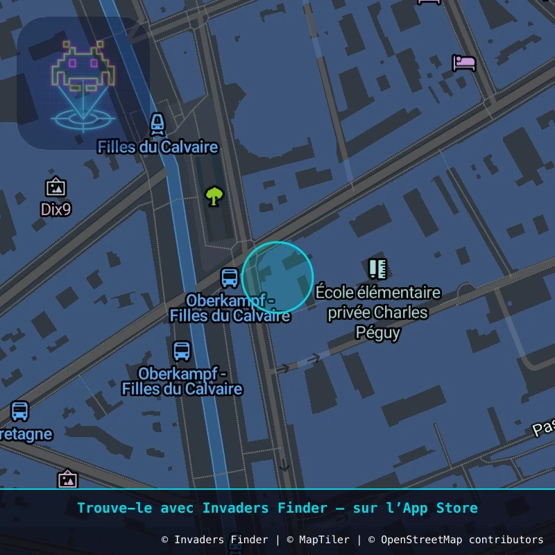 Zone approximative de l'invader PA_1244, dans le quartier 11e arrondissement de Paris à Paris. Emplacement exact disponible dans l'app Invaders Finder.