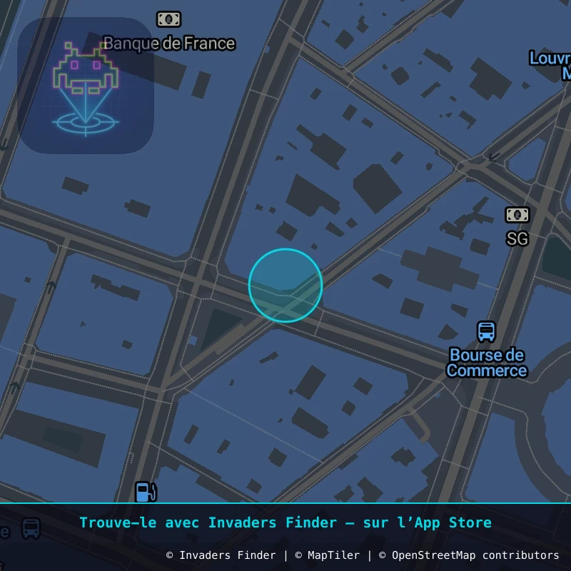 Zone approximative de l'invader PA_1262, dans le quartier 1er arrondissement de Paris à Paris. Emplacement exact disponible dans l'app Invaders Finder.