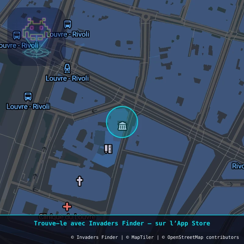 Zone approximative de l'invader PA_1264, dans le quartier 1er arrondissement de Paris à Paris. Emplacement exact disponible dans l'app Invaders Finder.
