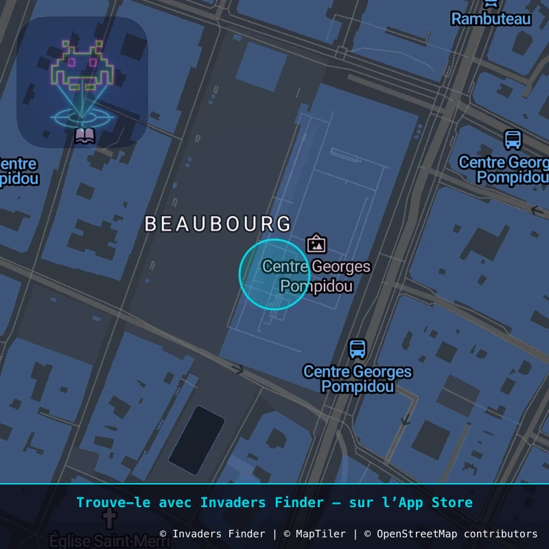 Zone approximative de l'invader PA_1265, dans le quartier 4e arrondissement de Paris à Paris. Emplacement exact disponible dans l'app Invaders Finder.