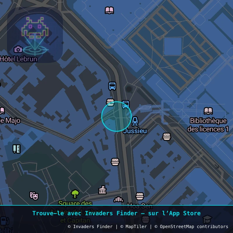 Zone approximative de l'invader PA_1273, dans le quartier 5e arrondissement de Paris à Paris. Emplacement exact disponible dans l'app Invaders Finder.