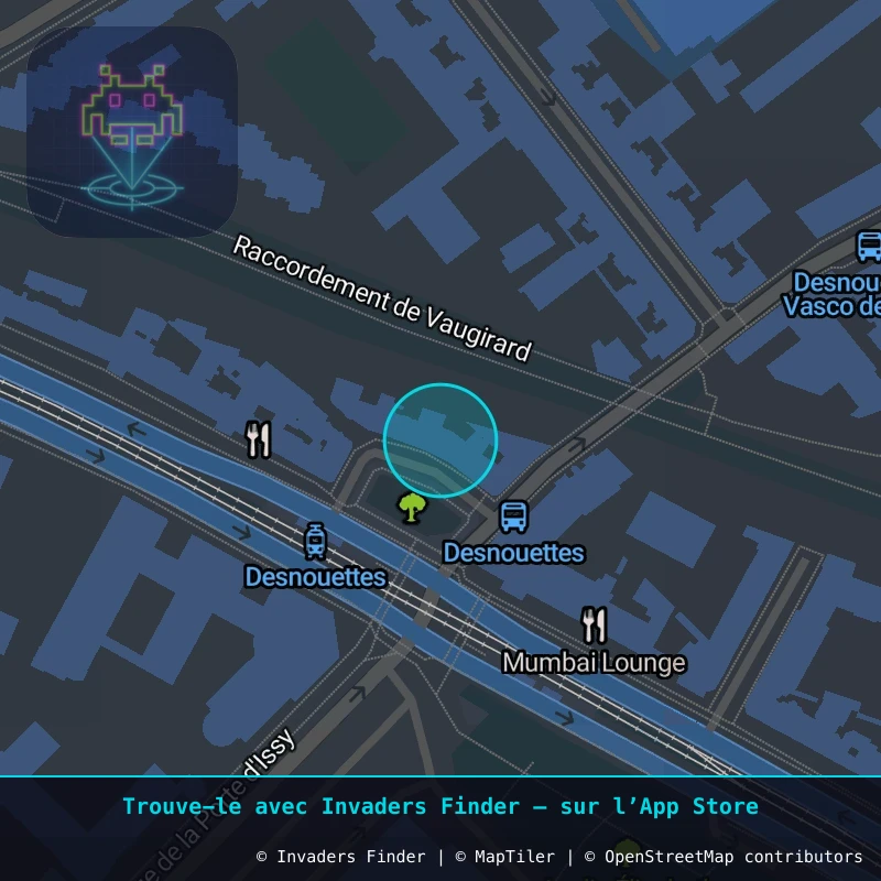 Zone approximative de l'invader PA_1274, dans le quartier 15e arrondissement de Paris à Paris. Emplacement exact disponible dans l'app Invaders Finder.