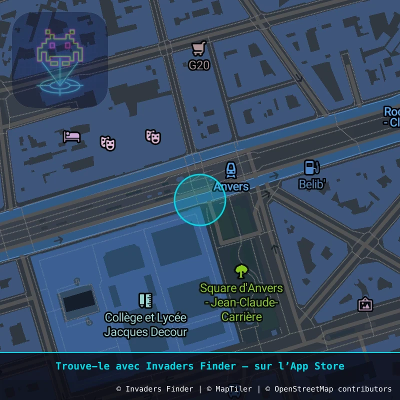 Zone approximative de l'invader PA_1275, dans le quartier 9e arrondissement de Paris à Paris. Emplacement exact disponible dans l'app Invaders Finder.