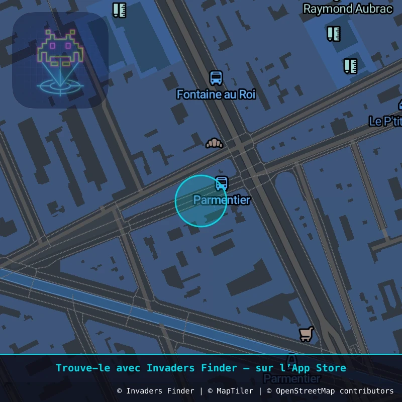 Zone approximative de l'invader PA_1277, dans le quartier 11e arrondissement de Paris à Paris. Emplacement exact disponible dans l'app Invaders Finder.