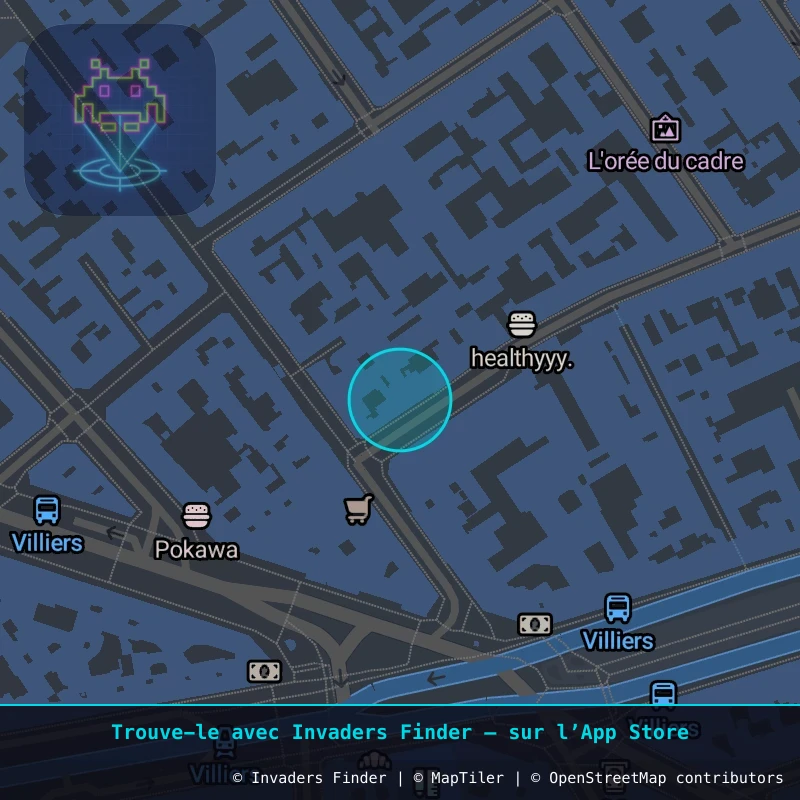 Zone approximative de l'invader PA_1280, dans le quartier 17e arrondissement de Paris à Paris. Emplacement exact disponible dans l'app Invaders Finder.