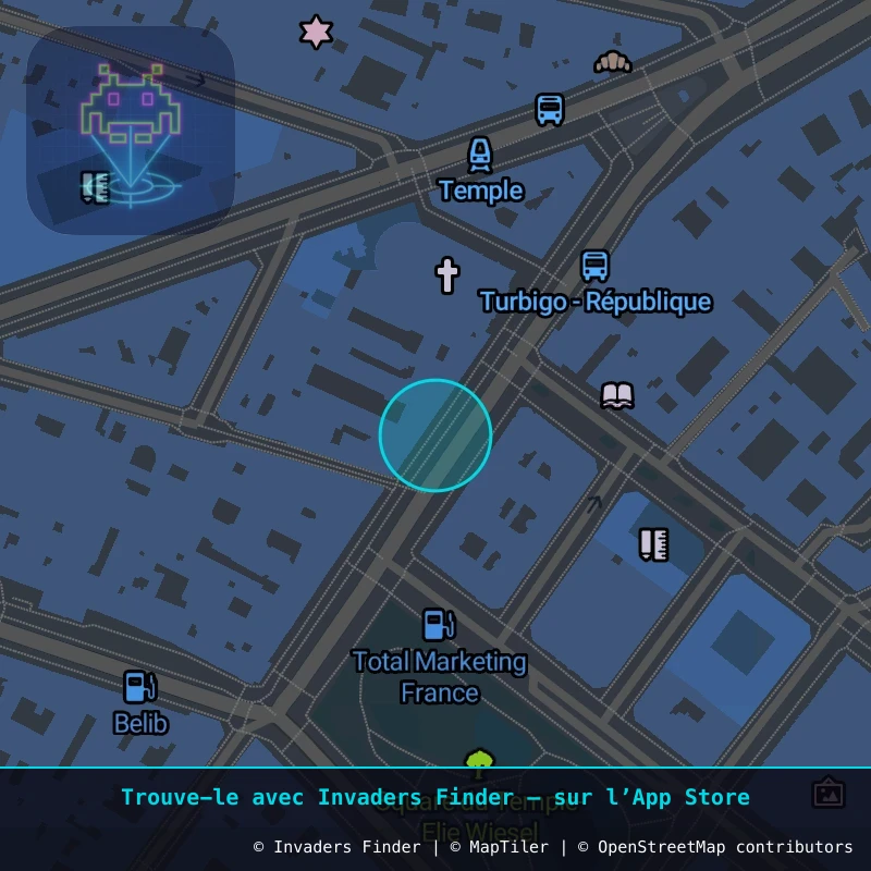 Zone approximative de l'invader PA_1281, dans le quartier 3e arrondissement de Paris à Paris. Emplacement exact disponible dans l'app Invaders Finder.