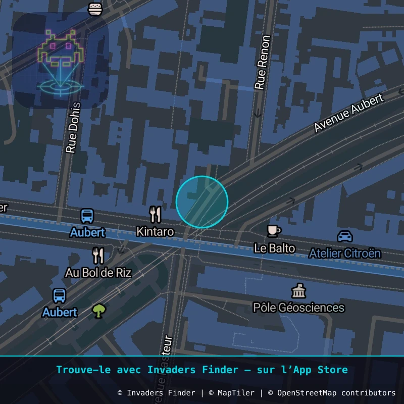 Zone approximative de l'invader PA_1282, dans le quartier Paris métropolitain (PA94) à Paris. Emplacement exact disponible dans l'app Invaders Finder.