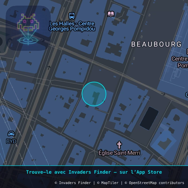 Zone approximative de l'invader PA_1295, dans le quartier 4e arrondissement de Paris à Paris. Emplacement exact disponible dans l'app Invaders Finder.