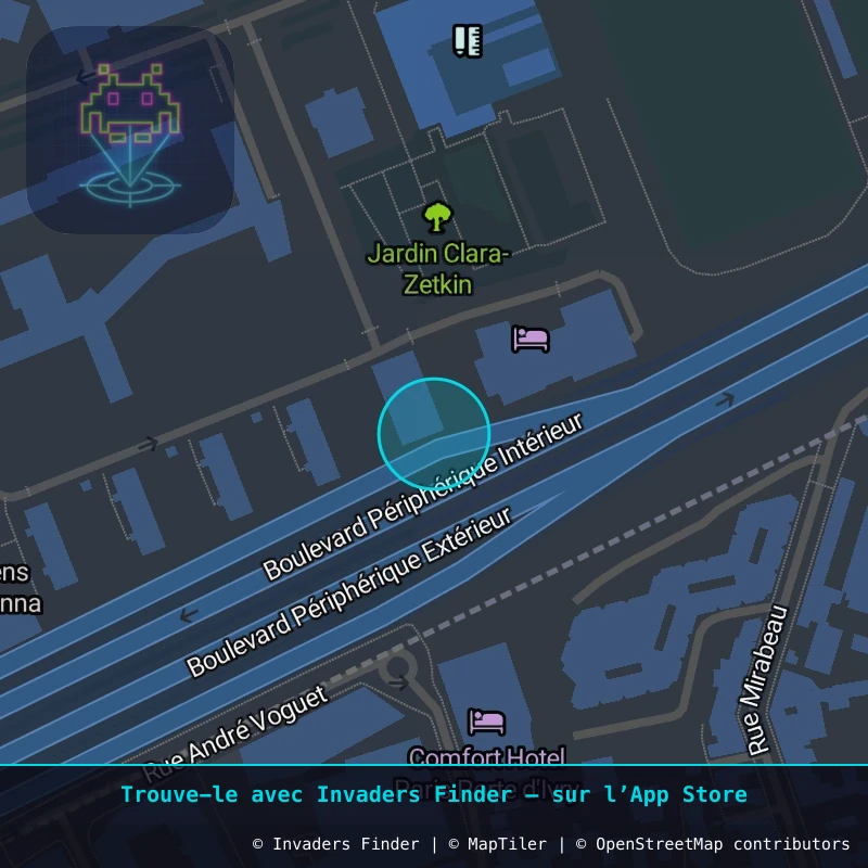 Zone approximative de l'invader PA_1300, dans le quartier 13e arrondissement de Paris à Paris. Emplacement exact disponible dans l'app Invaders Finder.