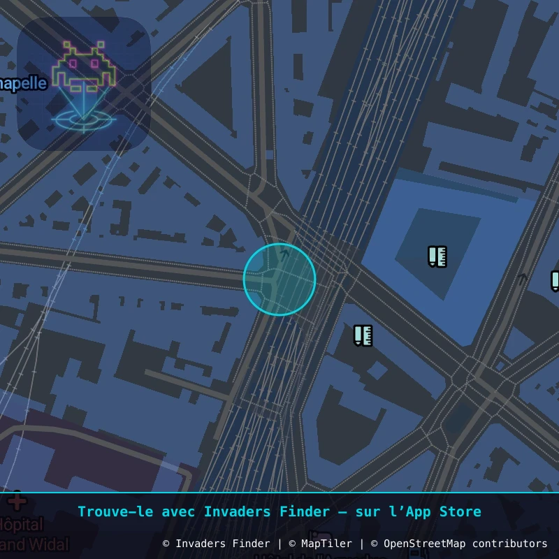 Zone approximative de l'invader PA_1302, dans le quartier 10e arrondissement de Paris à Paris. Emplacement exact disponible dans l'app Invaders Finder.