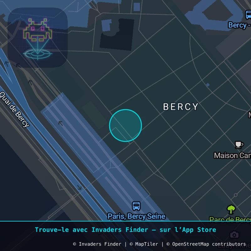 Zone approximative de l'invader PA_1307, dans le quartier 12e arrondissement de Paris à Paris. Emplacement exact disponible dans l'app Invaders Finder.