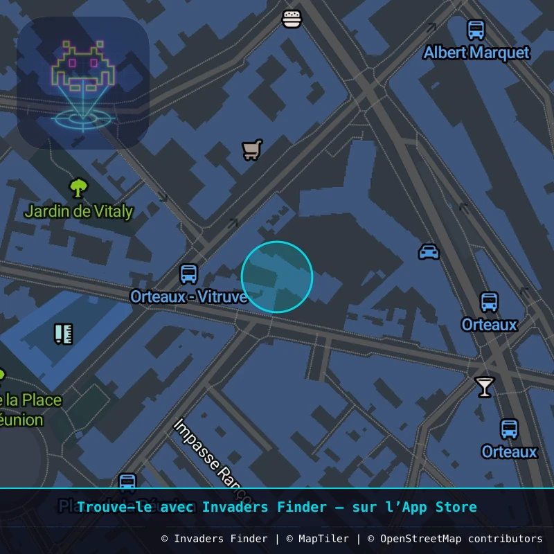 Zone approximative de l'invader PA_131, dans le quartier 20e arrondissement de Paris à Paris. Emplacement exact disponible dans l'app Invaders Finder.