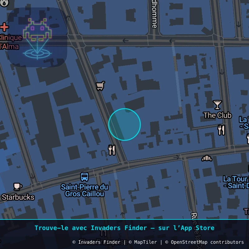 Zone approximative de l'invader PA_1311, dans le quartier 7e arrondissement de Paris à Paris. Emplacement exact disponible dans l'app Invaders Finder.