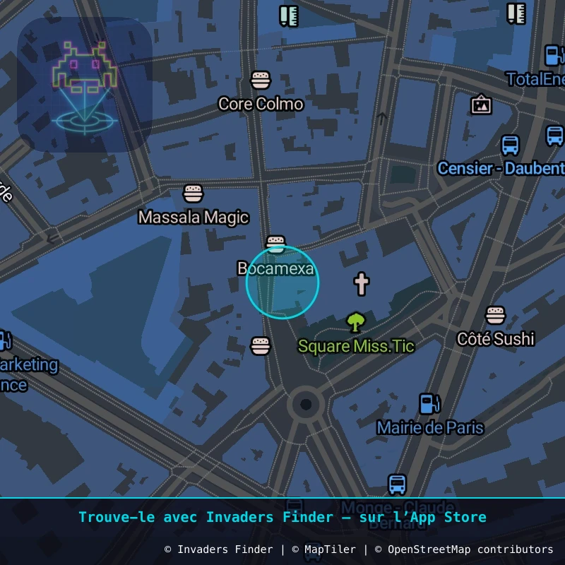 Zone approximative de l'invader PA_1314, dans le quartier 5e arrondissement de Paris à Paris. Emplacement exact disponible dans l'app Invaders Finder.