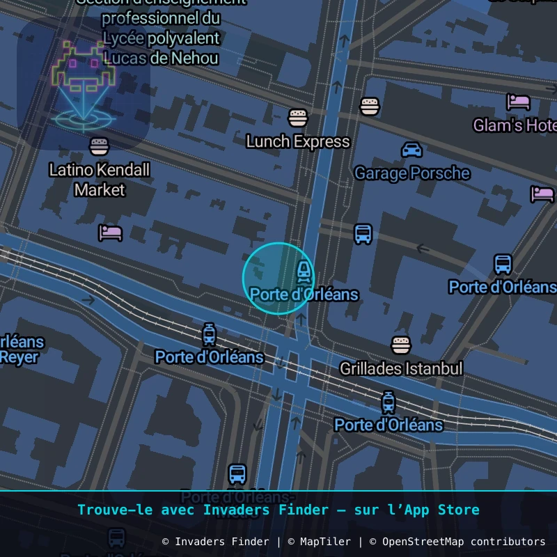 Zone approximative de l'invader PA_1315, dans le quartier 14e arrondissement de Paris à Paris. Emplacement exact disponible dans l'app Invaders Finder.