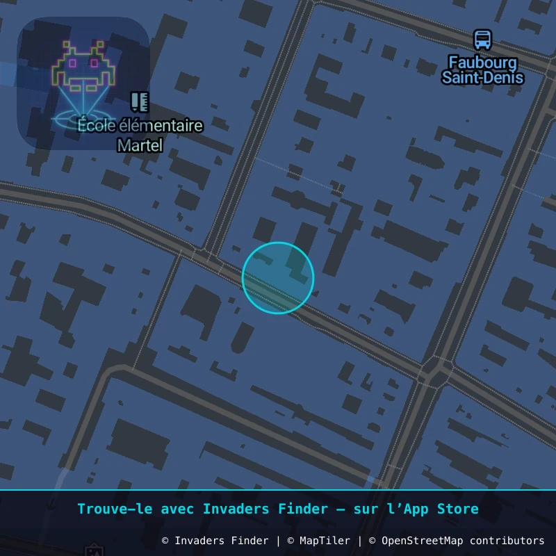 Zone approximative de l'invader PA_1318, dans le quartier 10e arrondissement de Paris à Paris. Emplacement exact disponible dans l'app Invaders Finder.