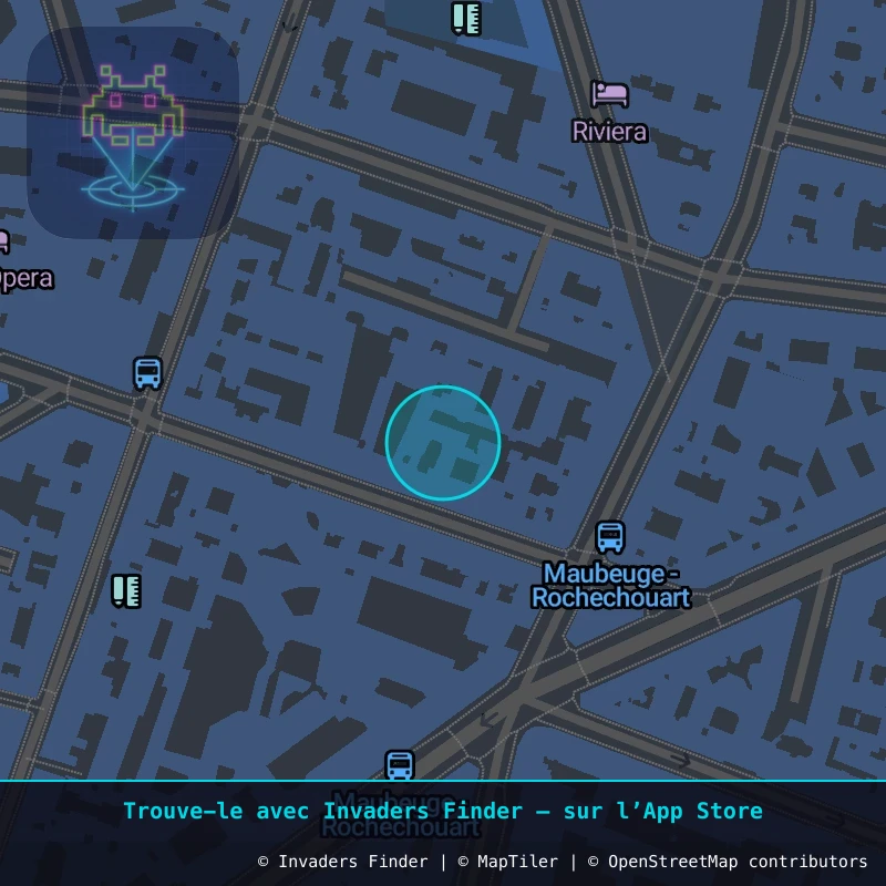 Zone approximative de l'invader PA_1320, dans le quartier 9e arrondissement de Paris à Paris. Emplacement exact disponible dans l'app Invaders Finder.