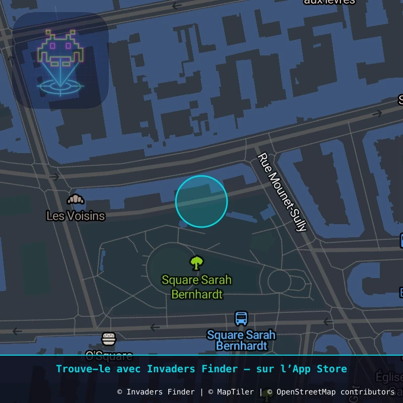 Zone approximative de l'invader PA_1323, dans le quartier 20e arrondissement de Paris à Paris. Emplacement exact disponible dans l'app Invaders Finder.