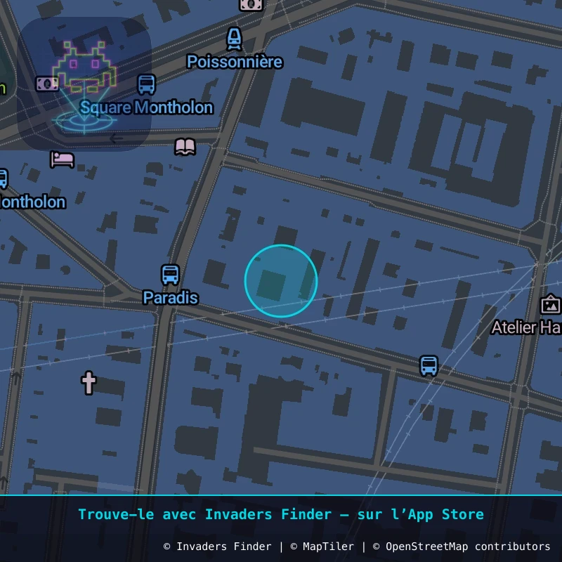 Zone approximative de l'invader PA_1325, dans le quartier 10e arrondissement de Paris à Paris. Emplacement exact disponible dans l'app Invaders Finder.