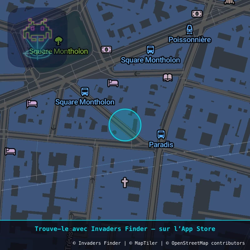 Zone approximative de l'invader PA_1329, dans le quartier 9e arrondissement de Paris à Paris. Emplacement exact disponible dans l'app Invaders Finder.