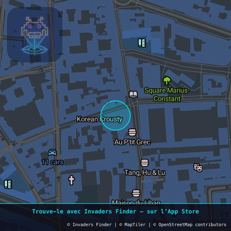 Zone approximative de l'invader PA_1338, dans le quartier 5e arrondissement de Paris à Paris. Emplacement exact disponible dans l'app Invaders Finder.