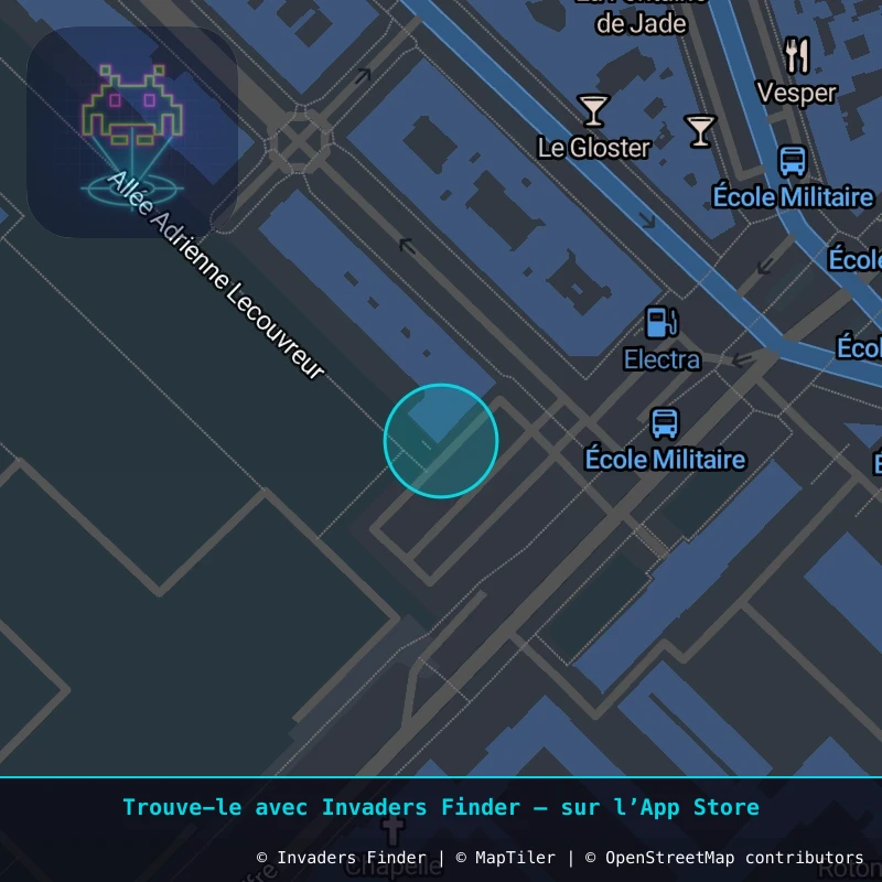 Zone approximative de l'invader PA_1342, dans le quartier 7e arrondissement de Paris à Paris. Emplacement exact disponible dans l'app Invaders Finder.