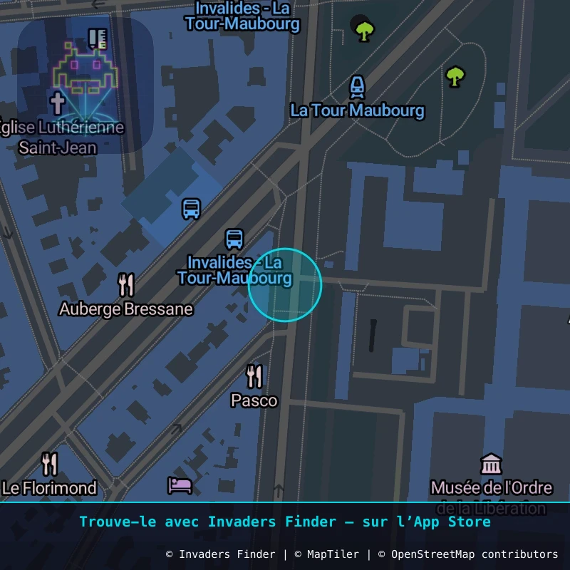 Zone approximative de l'invader PA_1343, dans le quartier 7e arrondissement de Paris à Paris. Emplacement exact disponible dans l'app Invaders Finder.