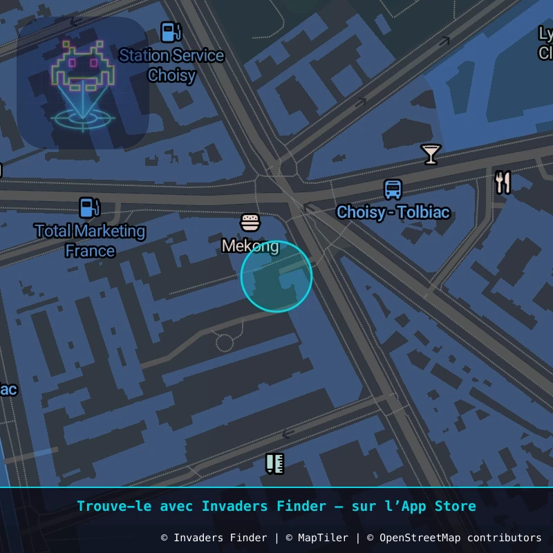 Zone approximative de l'invader PA_1352, dans le quartier 13e arrondissement de Paris à Paris. Emplacement exact disponible dans l'app Invaders Finder.