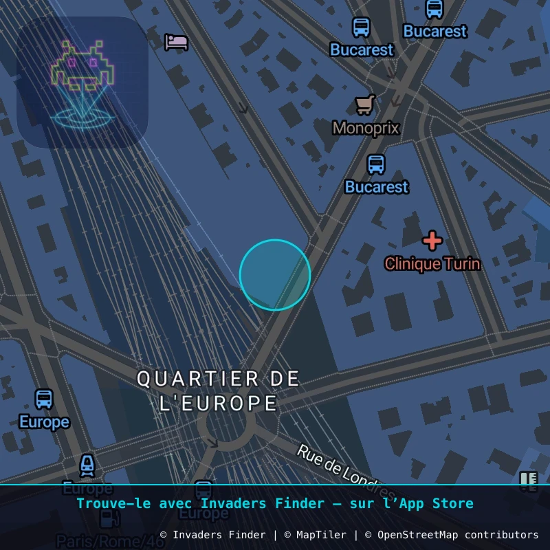 Zone approximative de l'invader PA_1357, dans le quartier 8e arrondissement de Paris à Paris. Emplacement exact disponible dans l'app Invaders Finder.