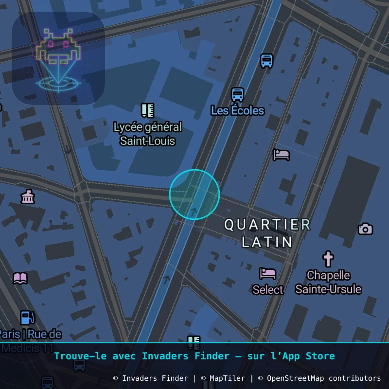 Zone approximative de l'invader PA_1359, dans le quartier 5e arrondissement de Paris à Paris. Emplacement exact disponible dans l'app Invaders Finder.