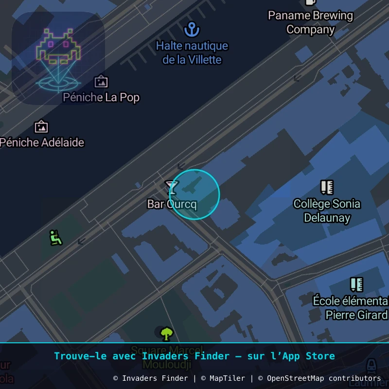 Zone approximative de l'invader PA_1363, dans le quartier 19e arrondissement de Paris à Paris. Emplacement exact disponible dans l'app Invaders Finder.