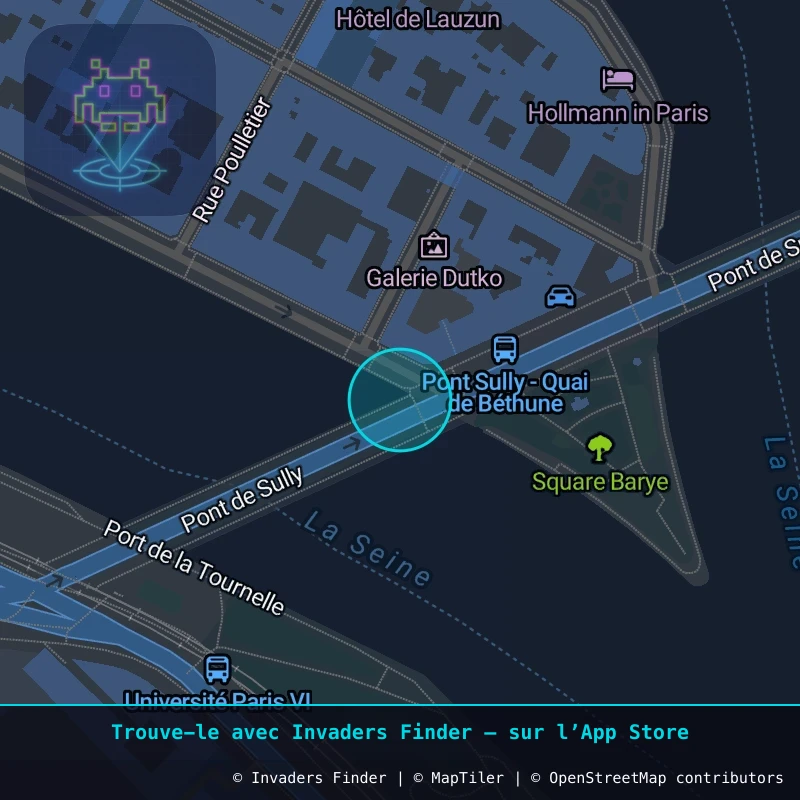 Zone approximative de l'invader PA_1365, dans le quartier 4e arrondissement de Paris à Paris. Emplacement exact disponible dans l'app Invaders Finder.